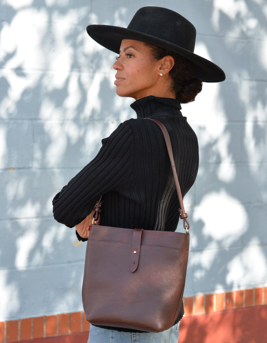 Lifestyle of The Maude Bucket Bag Cordovan