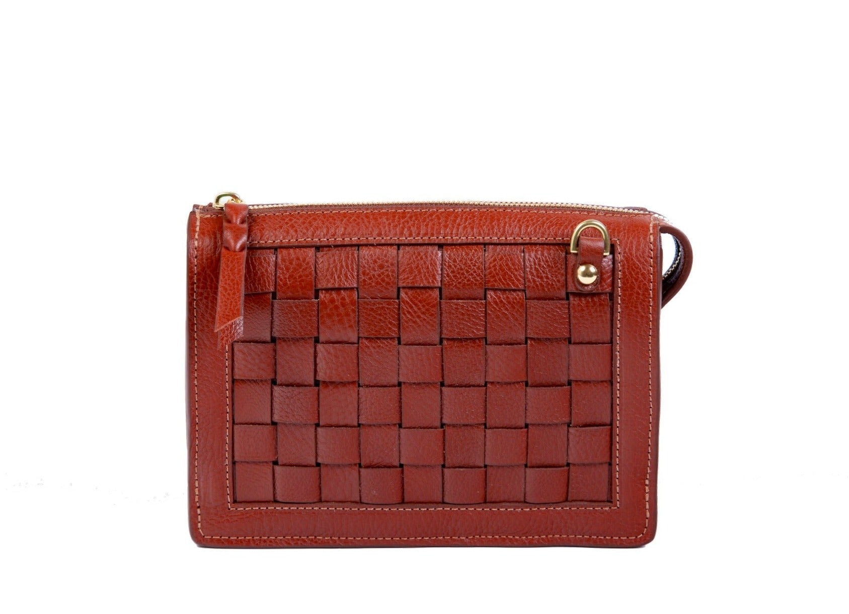 Front View of The Woven Tripp Saddle Tan