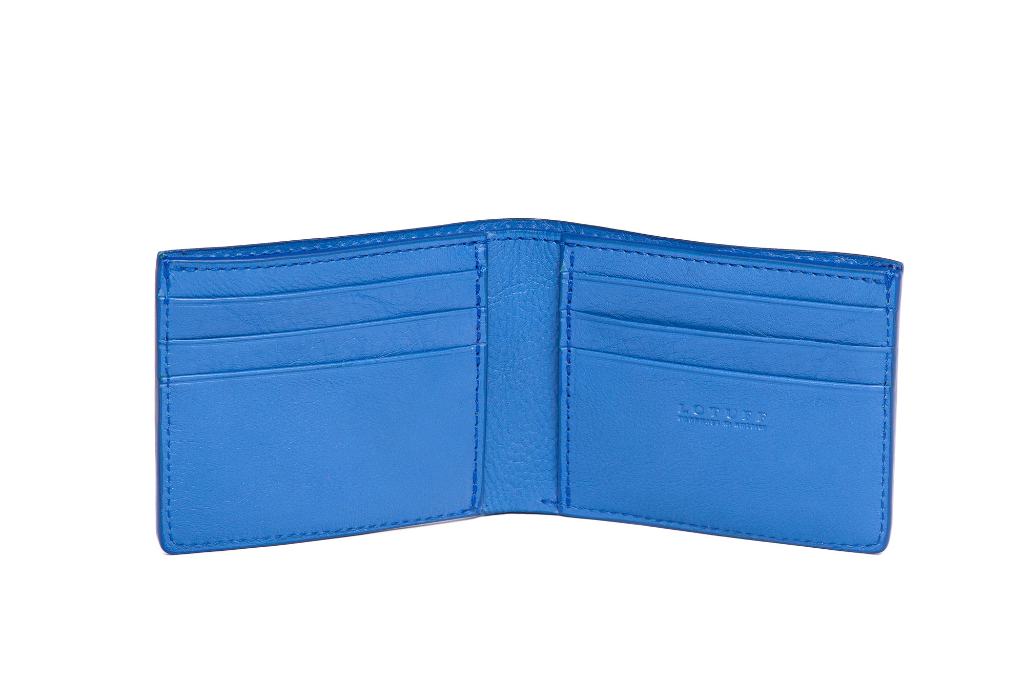 Leather Bifold Wallet Electric Blue
