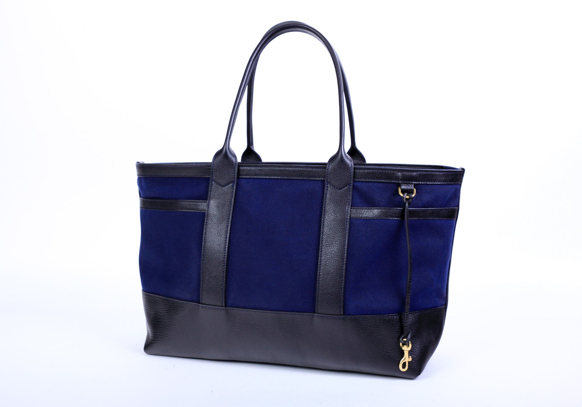Canvas Zip-Top Medium Tote Mariner's Blue-Black|Front
