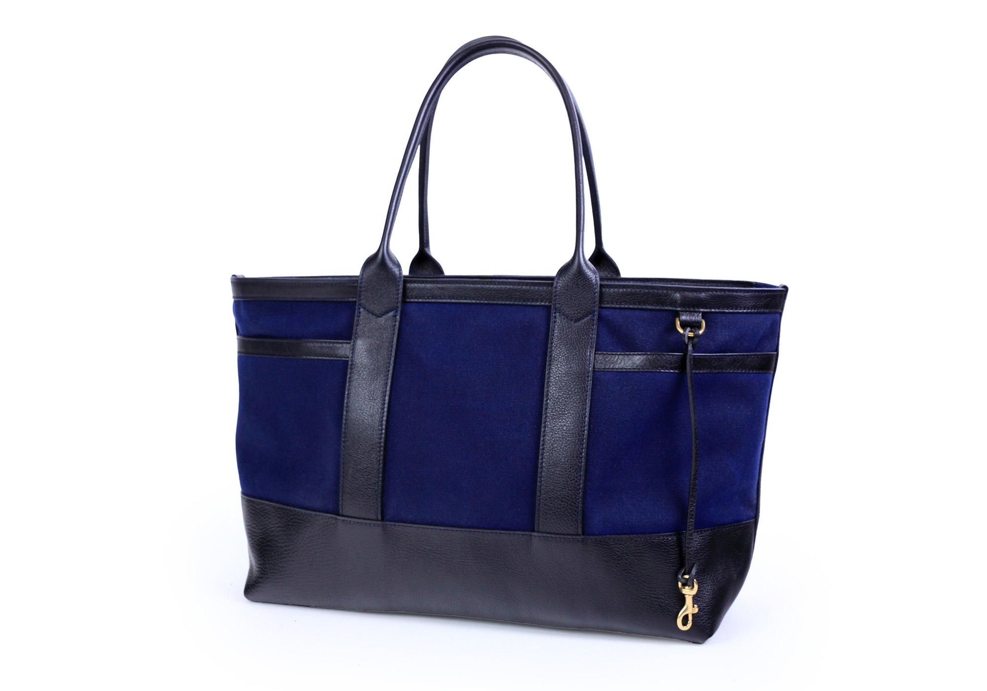 Canvas Zip-Top Medium Tote Mariner's Blue-Black|Front