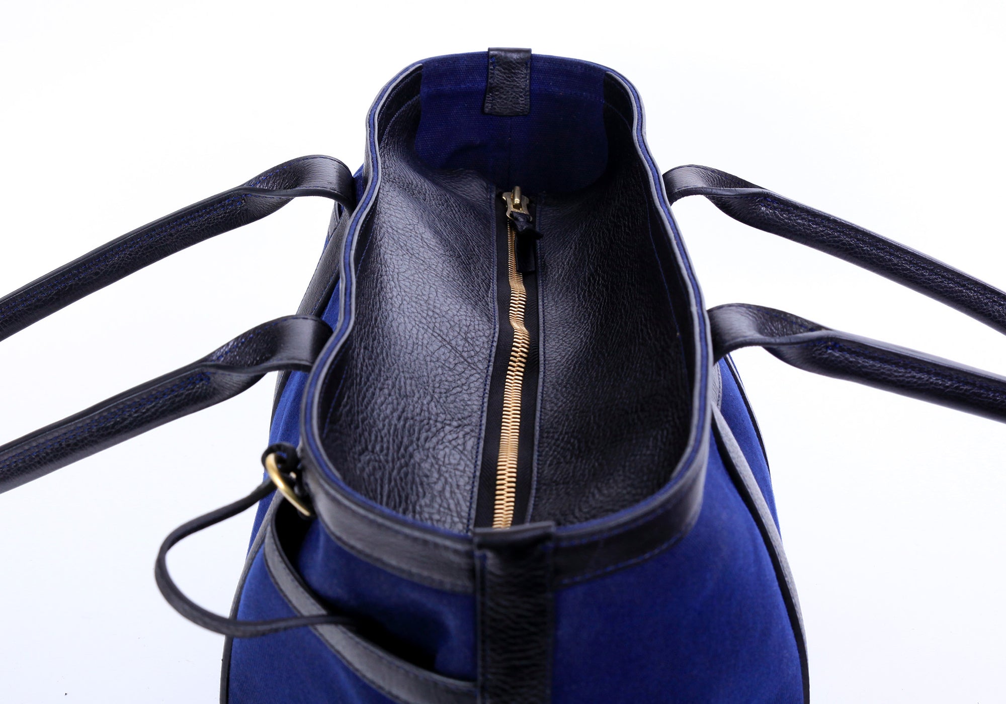Back of Canvas Zip-Top Medium Tote Mariner's Blue-Black