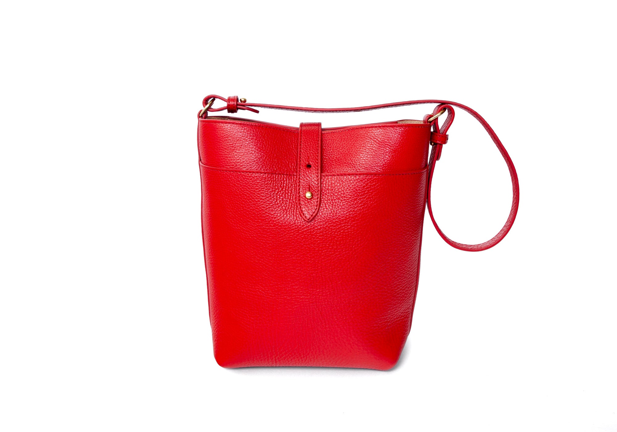 The Maude Bucket Bag Pop Red/Natural