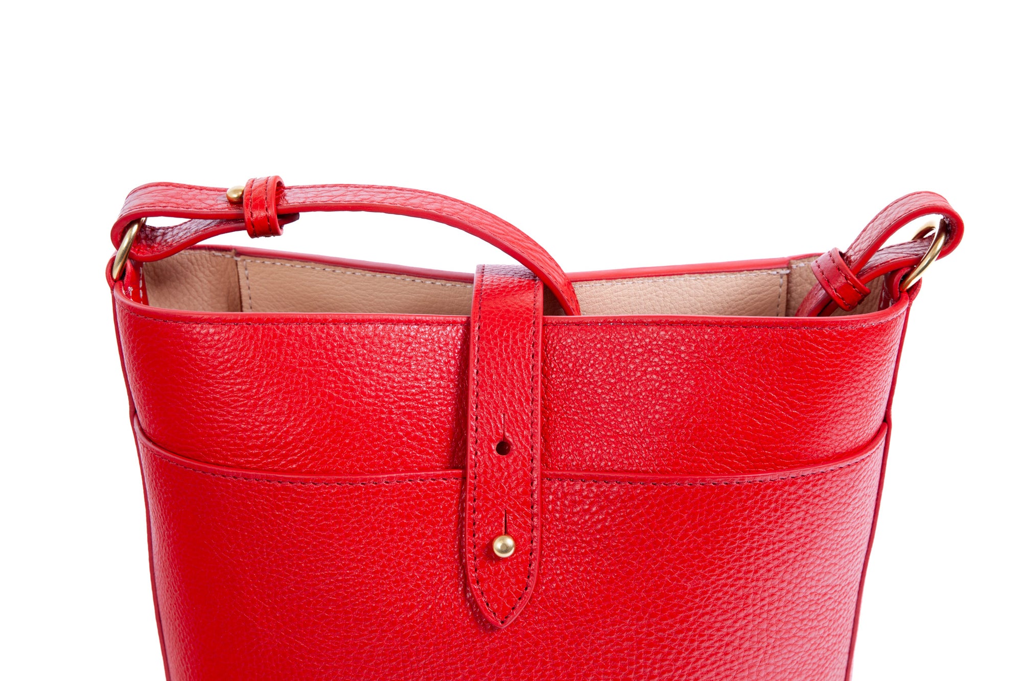 The Maude Bucket Bag Pop Red/Natural