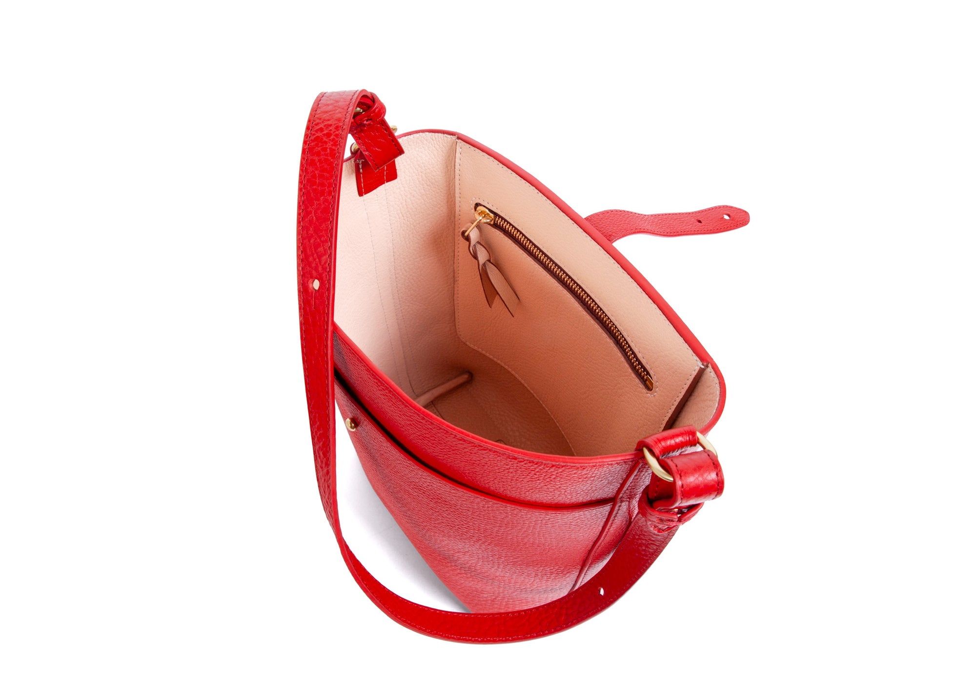 The Maude Bucket Bag Pop Red/Natural
