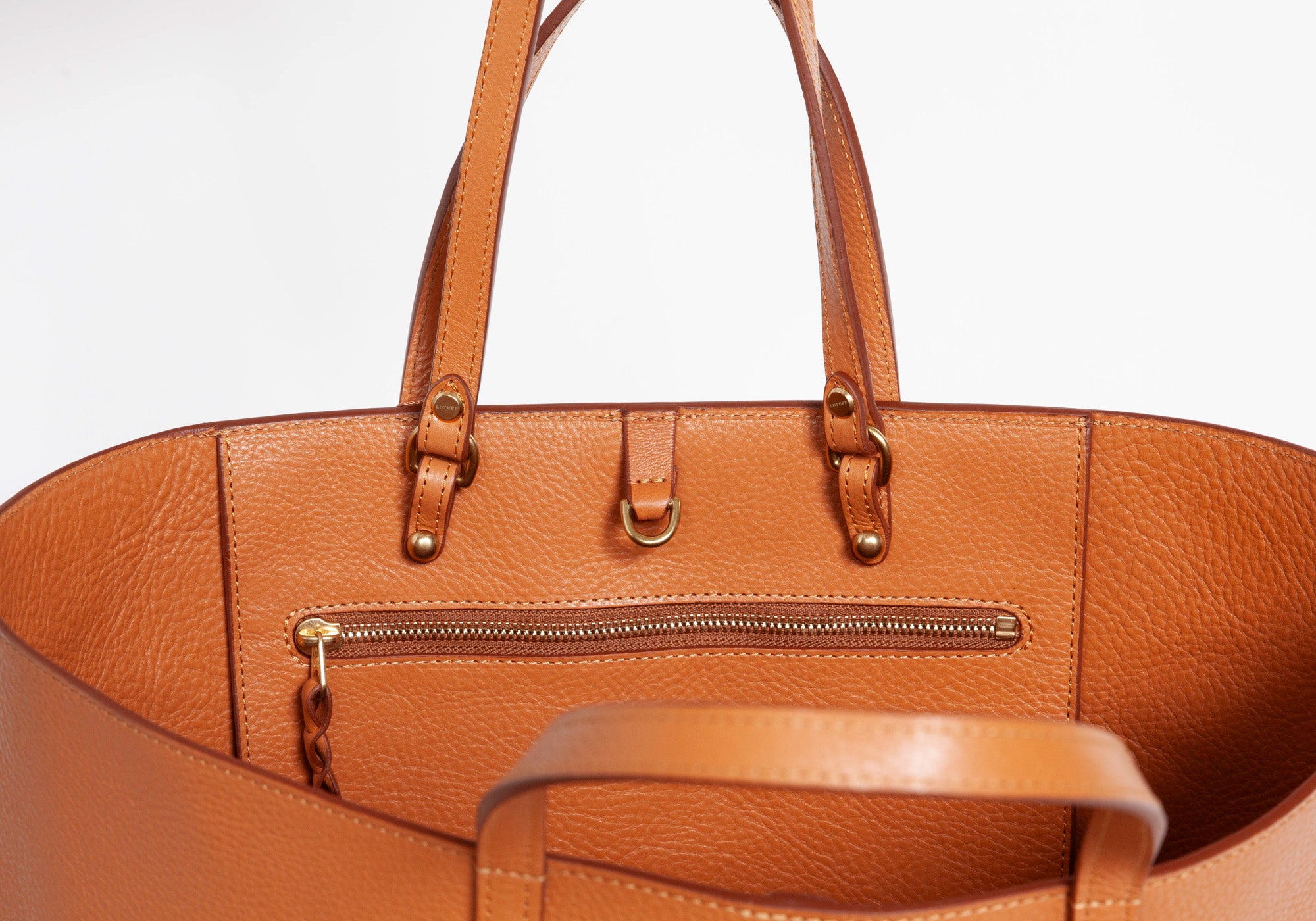 Interior of The Morris Leather Tote Camel