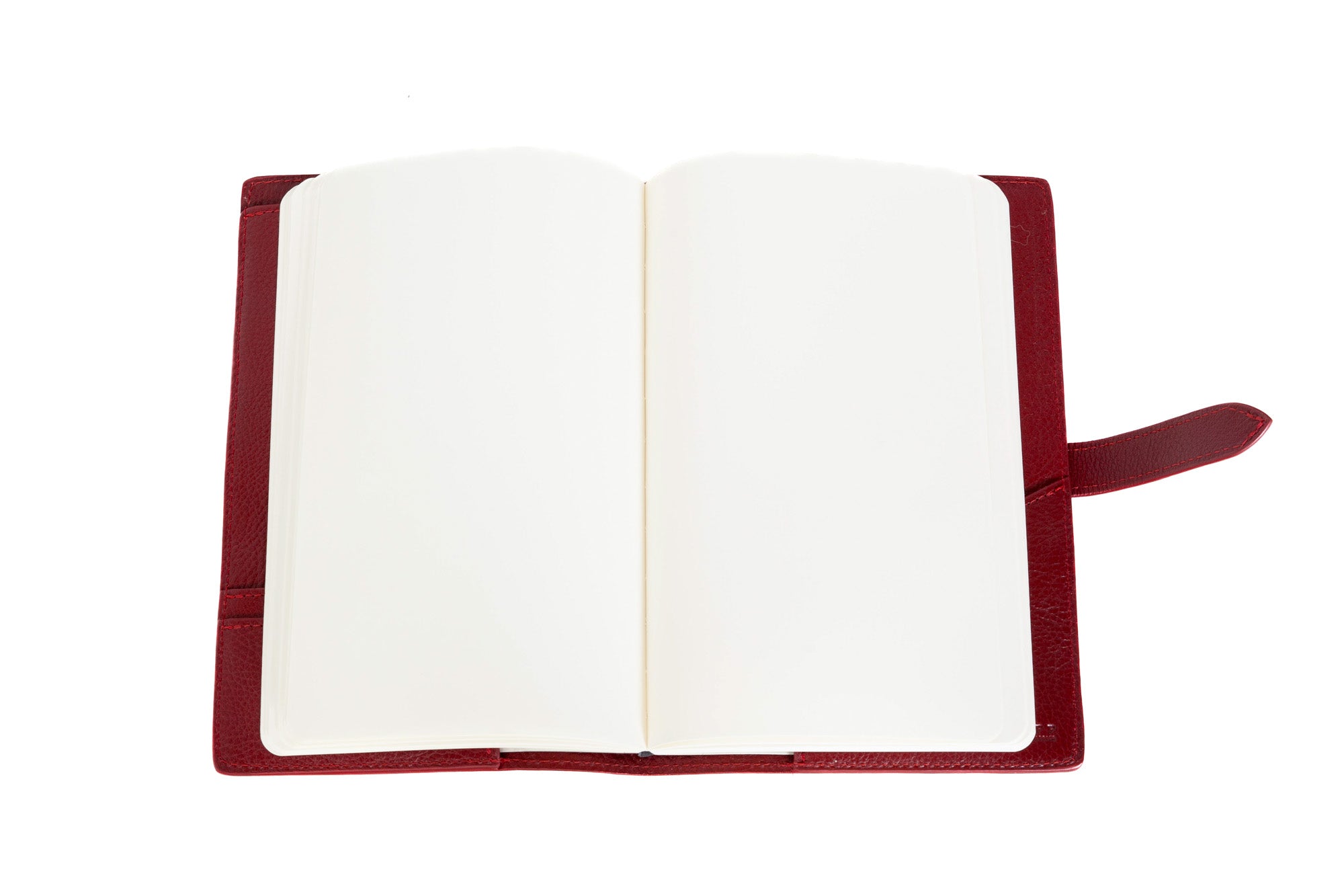 Open of Leather Travel Journal Red