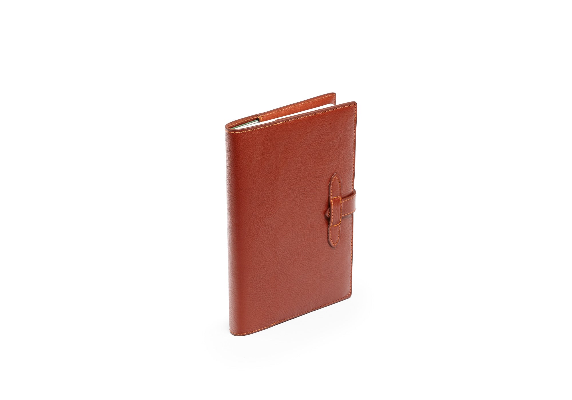 Side View of Leather Travel Journal Saddle Tan