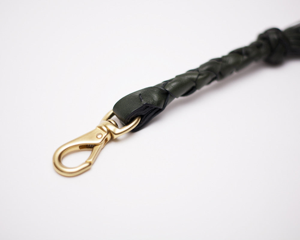 Clip and Braid View of Braided Tassel Key Fob Green