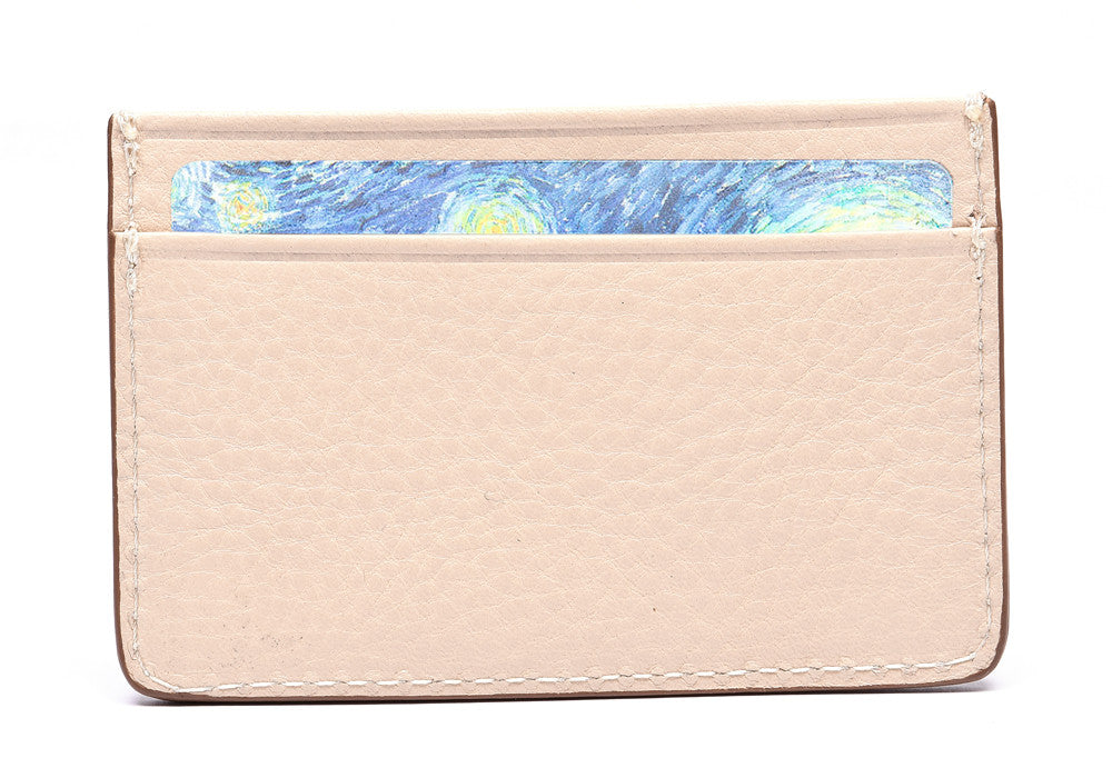 Front Full View of Leather Credit Card Wallet Natural