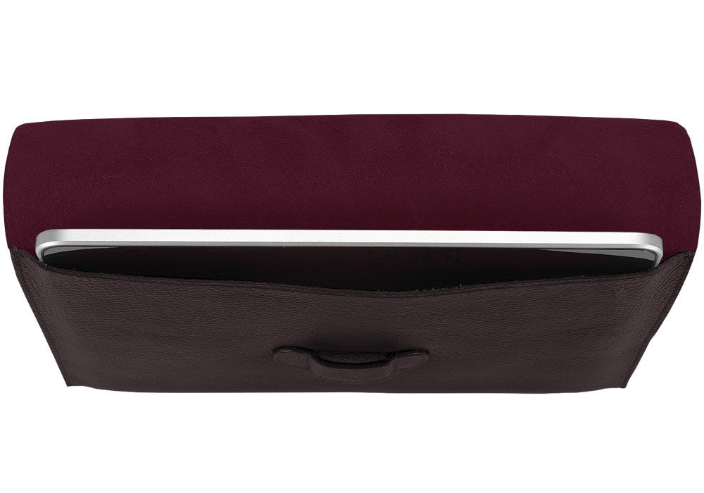 Top Open View of Leather iPad Case Cordovan
