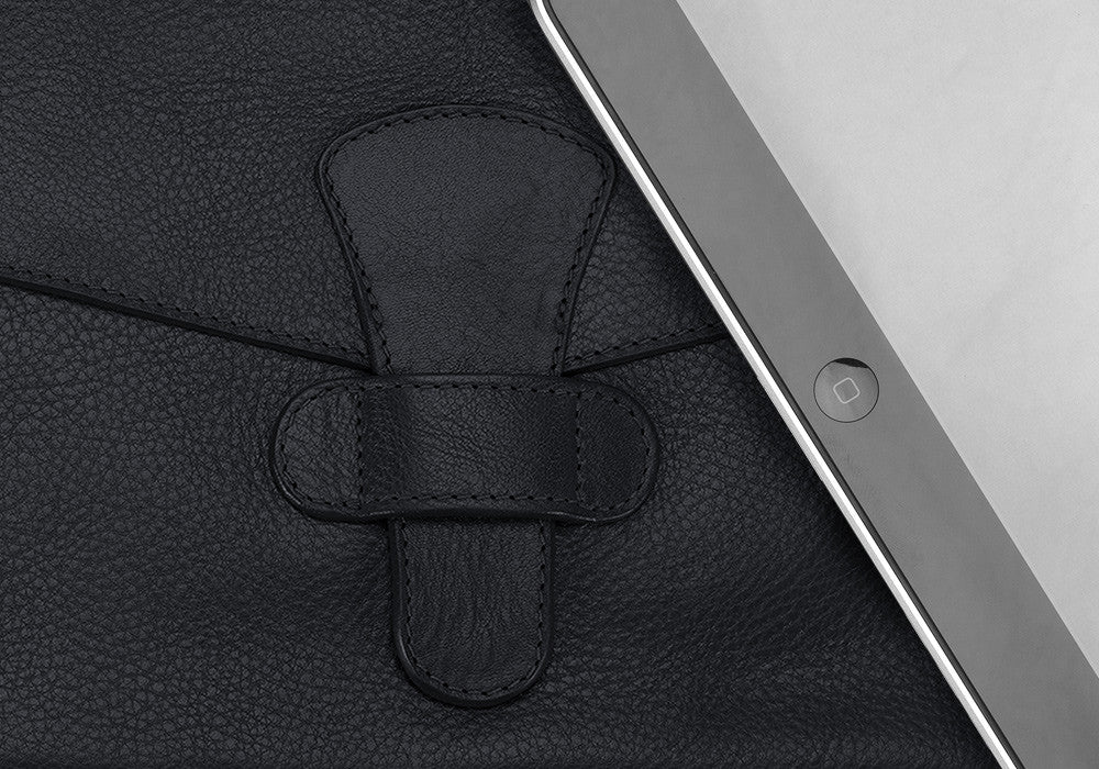 Leather Close Up View of Leather iPad Case Navy
