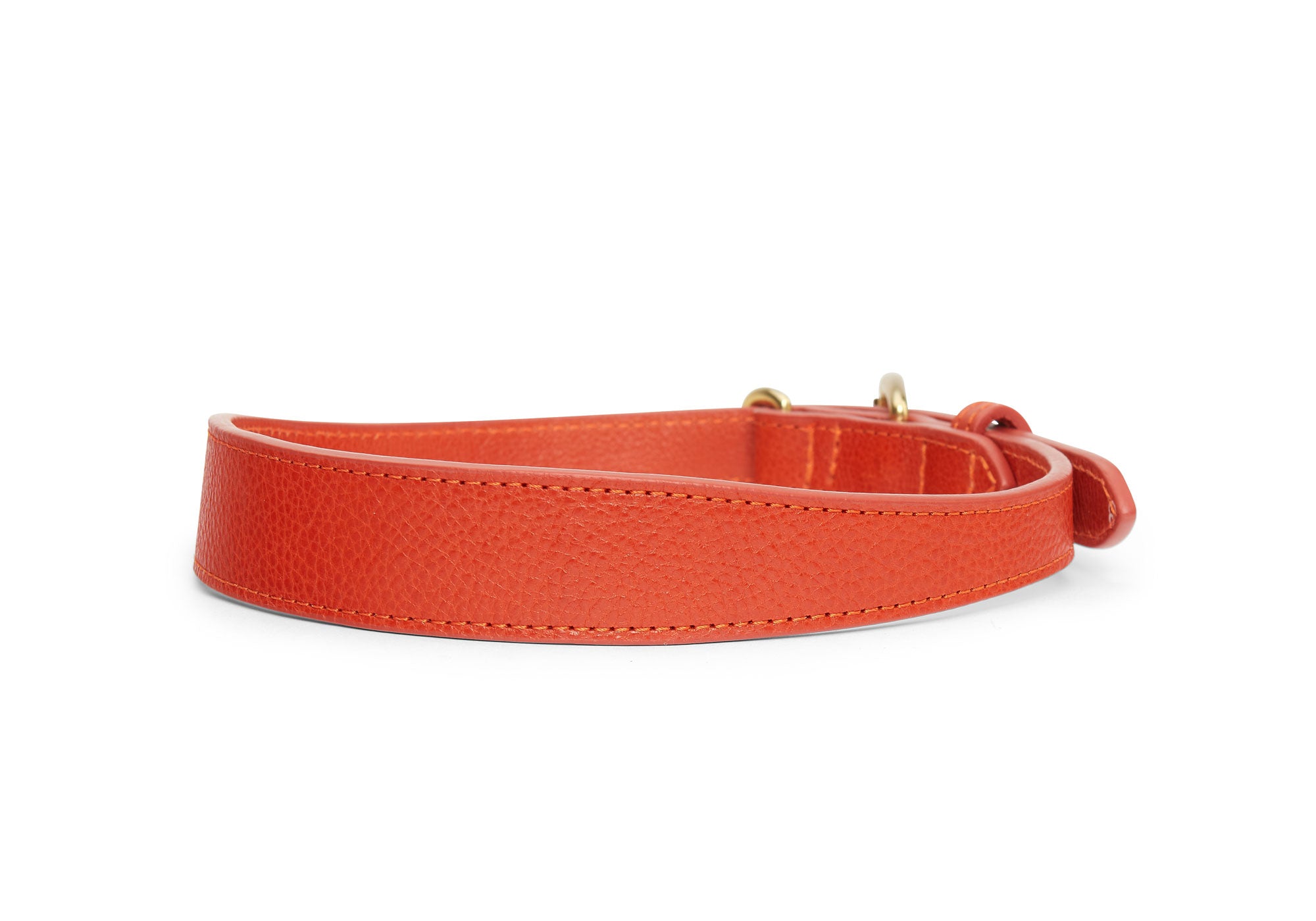 Medium Leather Dog Collar Orange