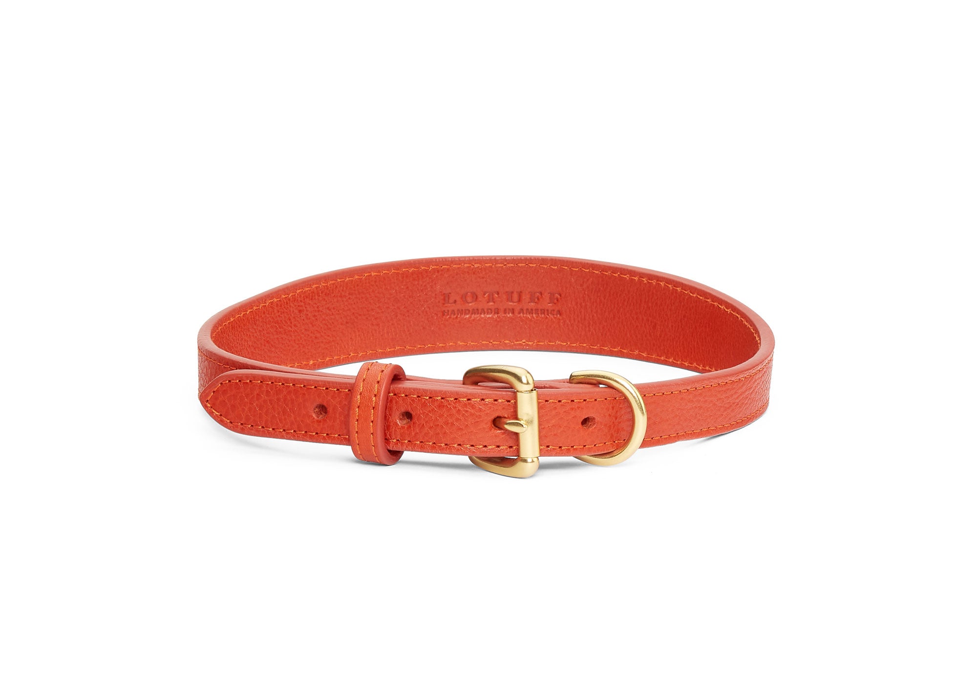 Large Leather Dog Collar Orange