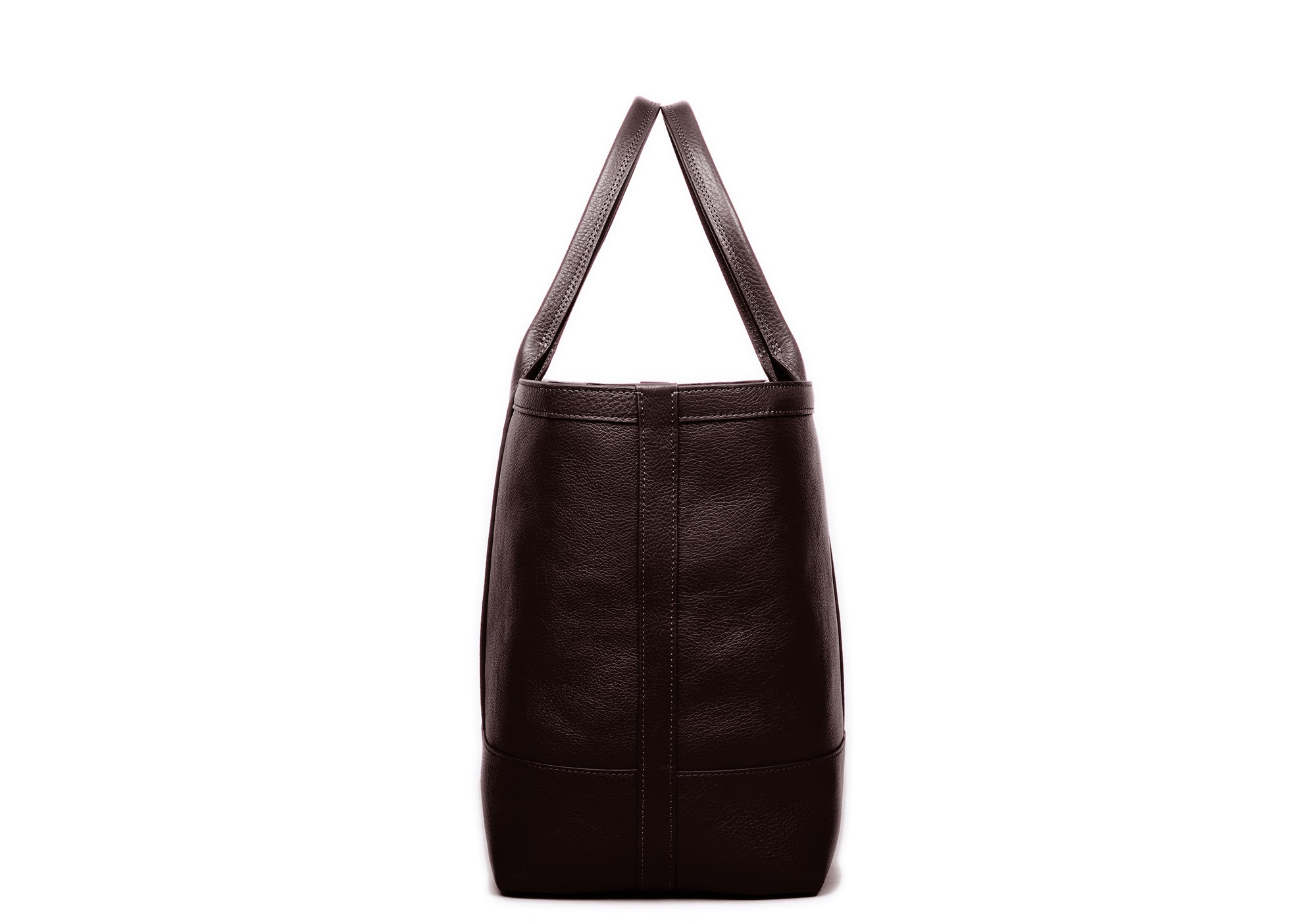 Leather Zip-Top Medium Tote Chocolate