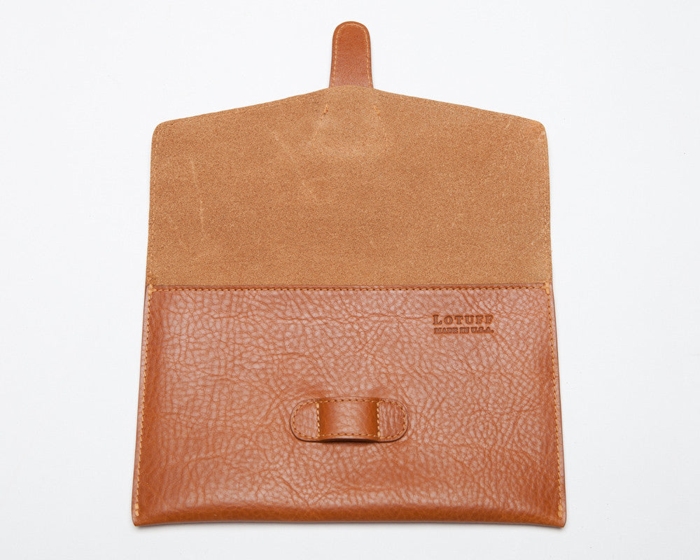 Front Open View of Leather iPad Mini Case Tan