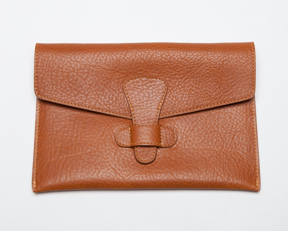 Front Leather View of Leather iPad Mini Case Tan