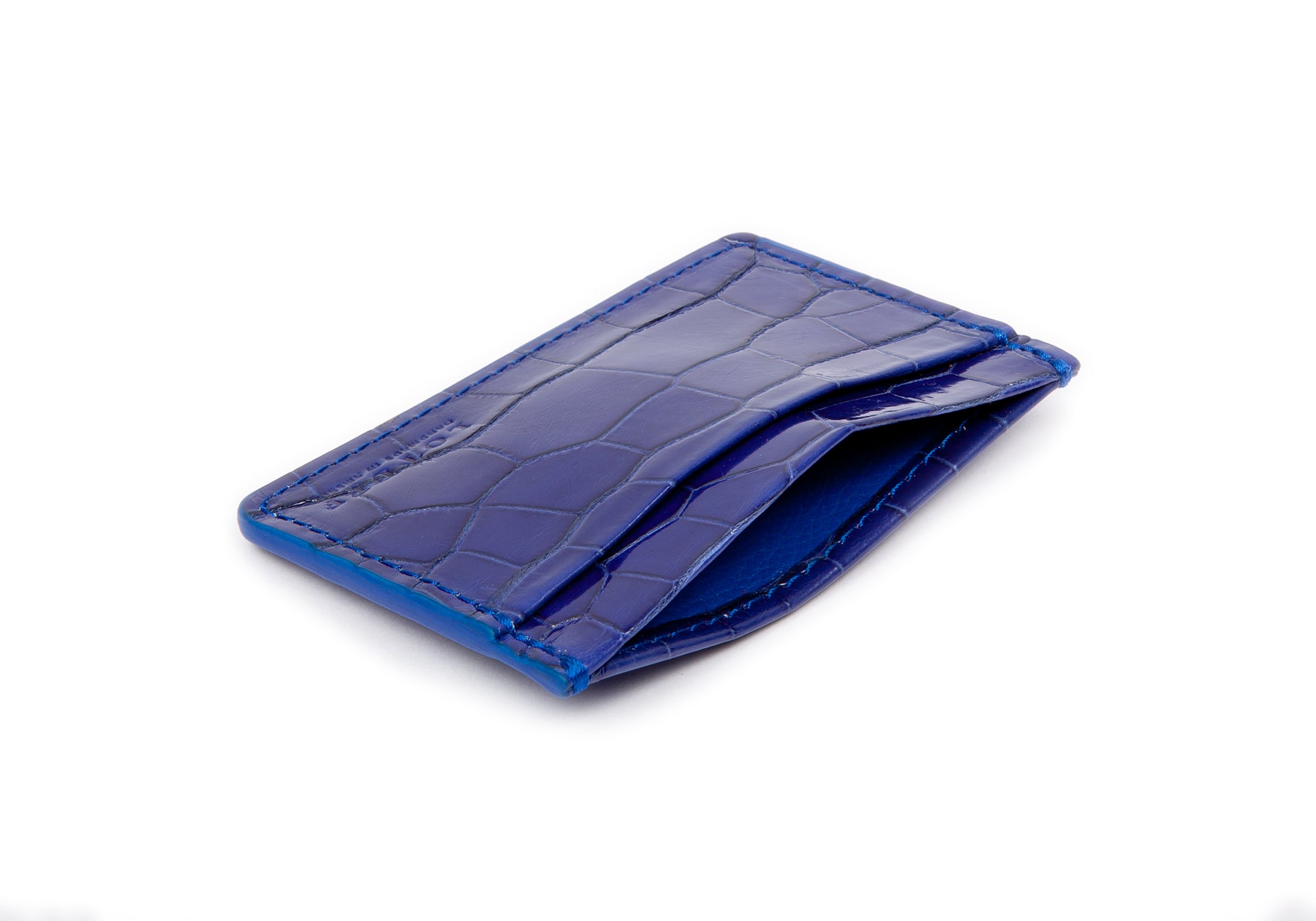 American Alligator Credit Card Wallet Electric Blue Alligator