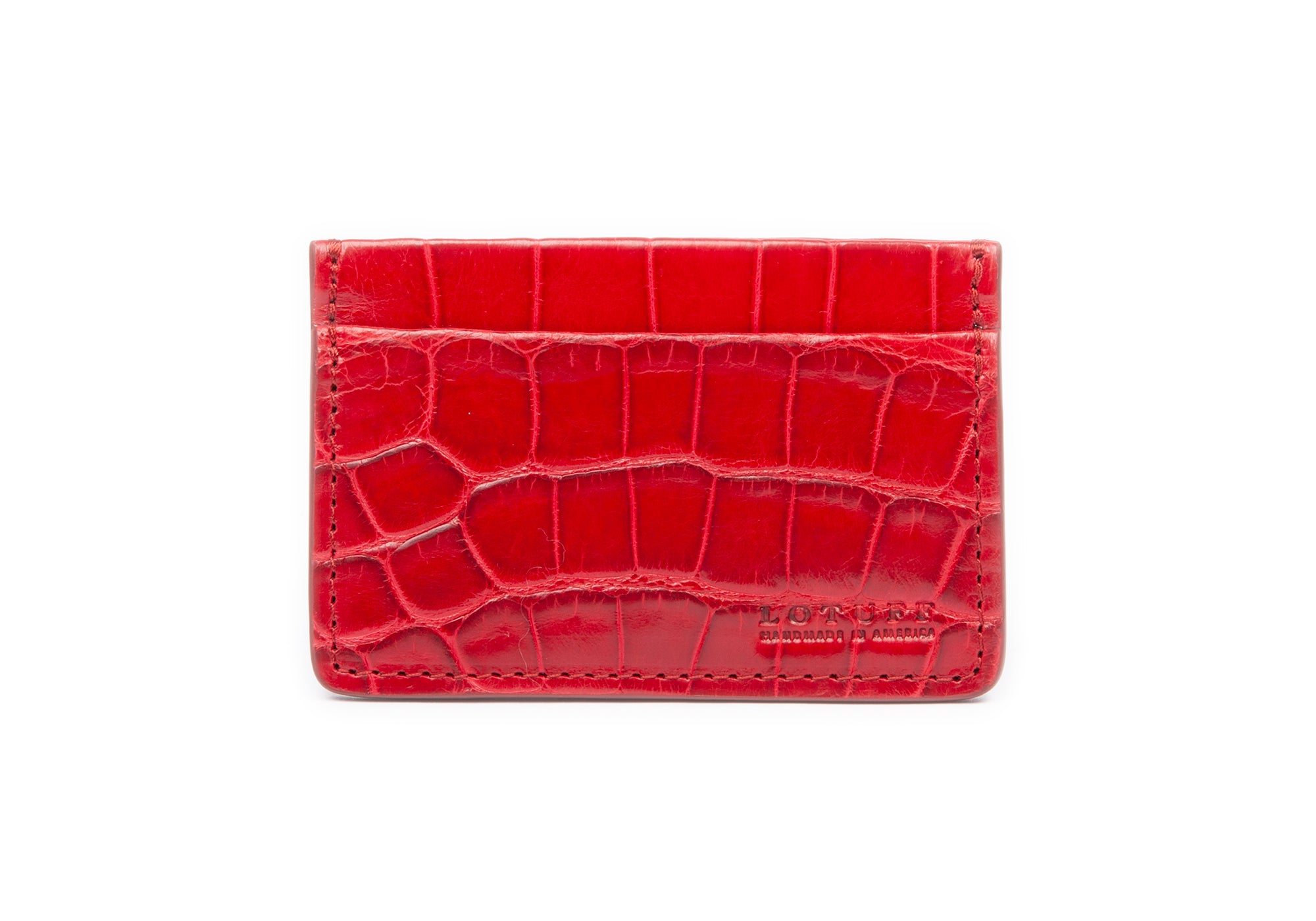 Red American Alligator Credit Card Wallet Red Alligator
