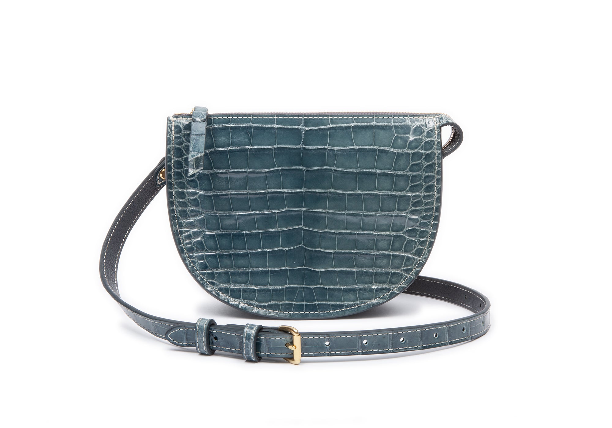 The American Alligator Mini Luna Belt Bag Blue Alligator