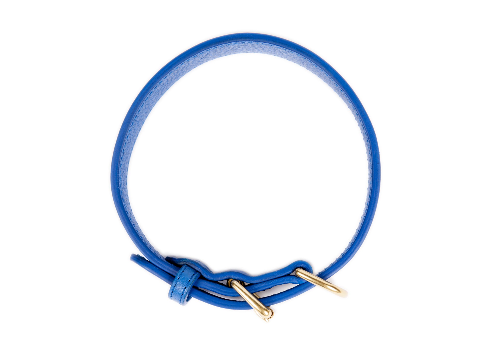 Small Leather Dog Collar Electric Blue