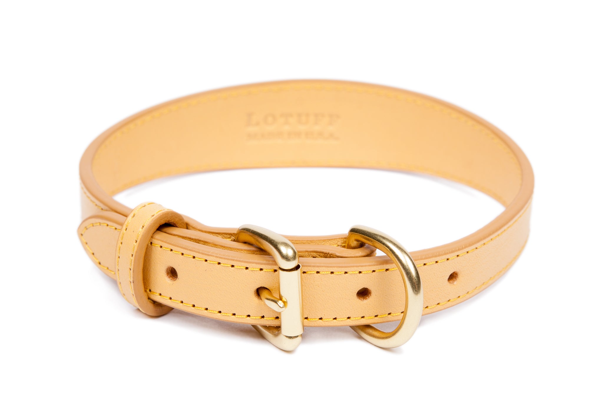 Medium Leather Dog Collar Ochre
