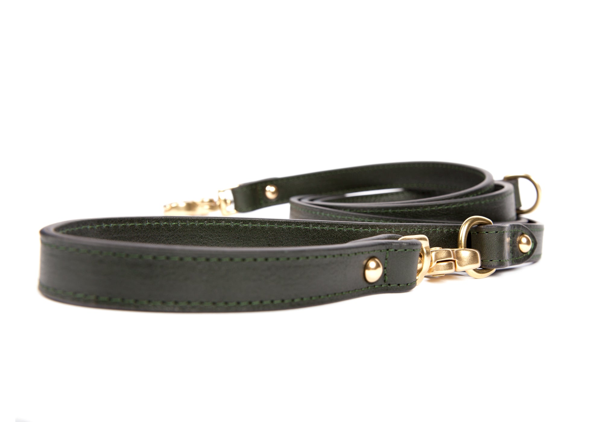 Leather Dog Leash Green