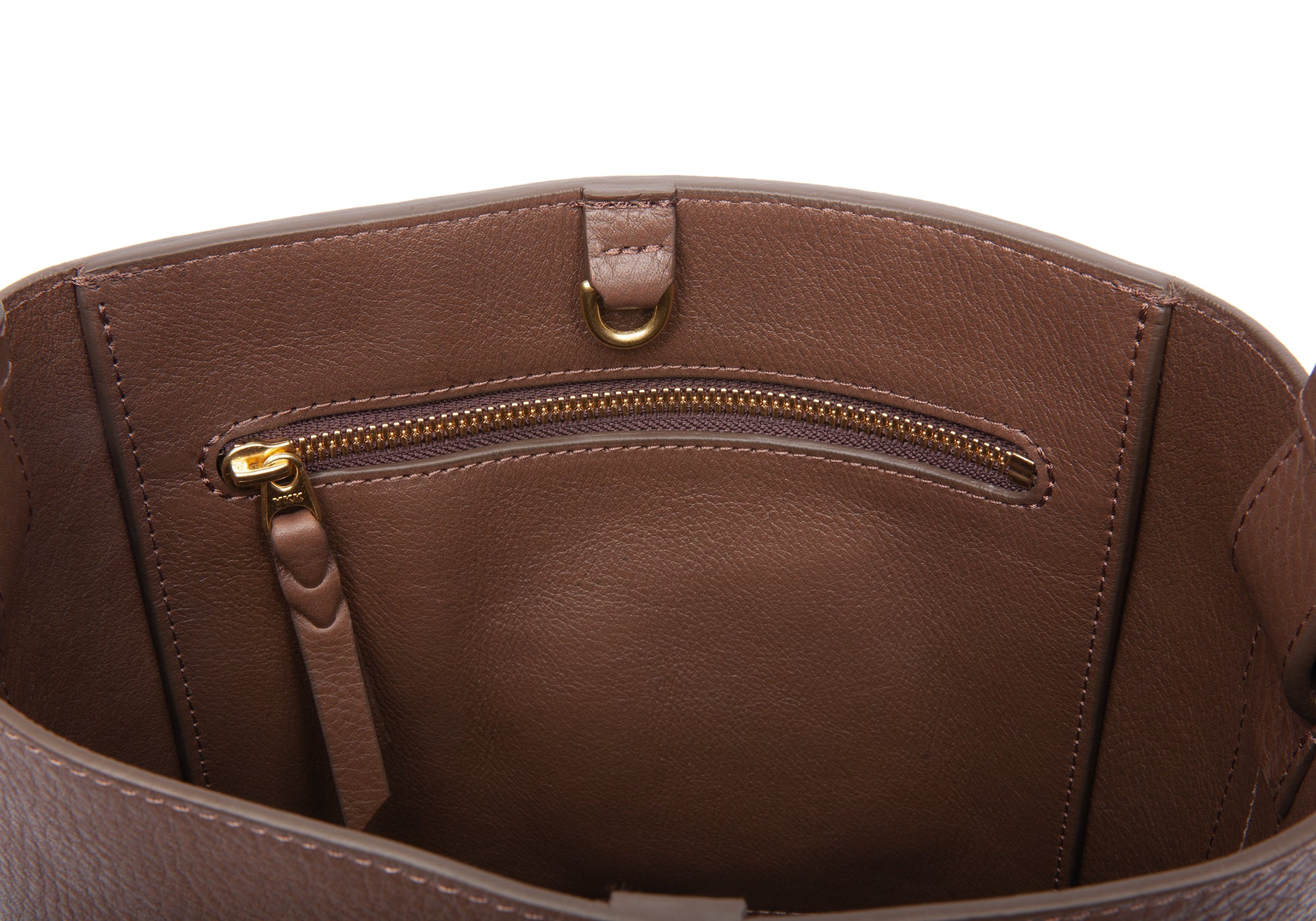 Mini Leather Bucket Shoulder Bag Clay