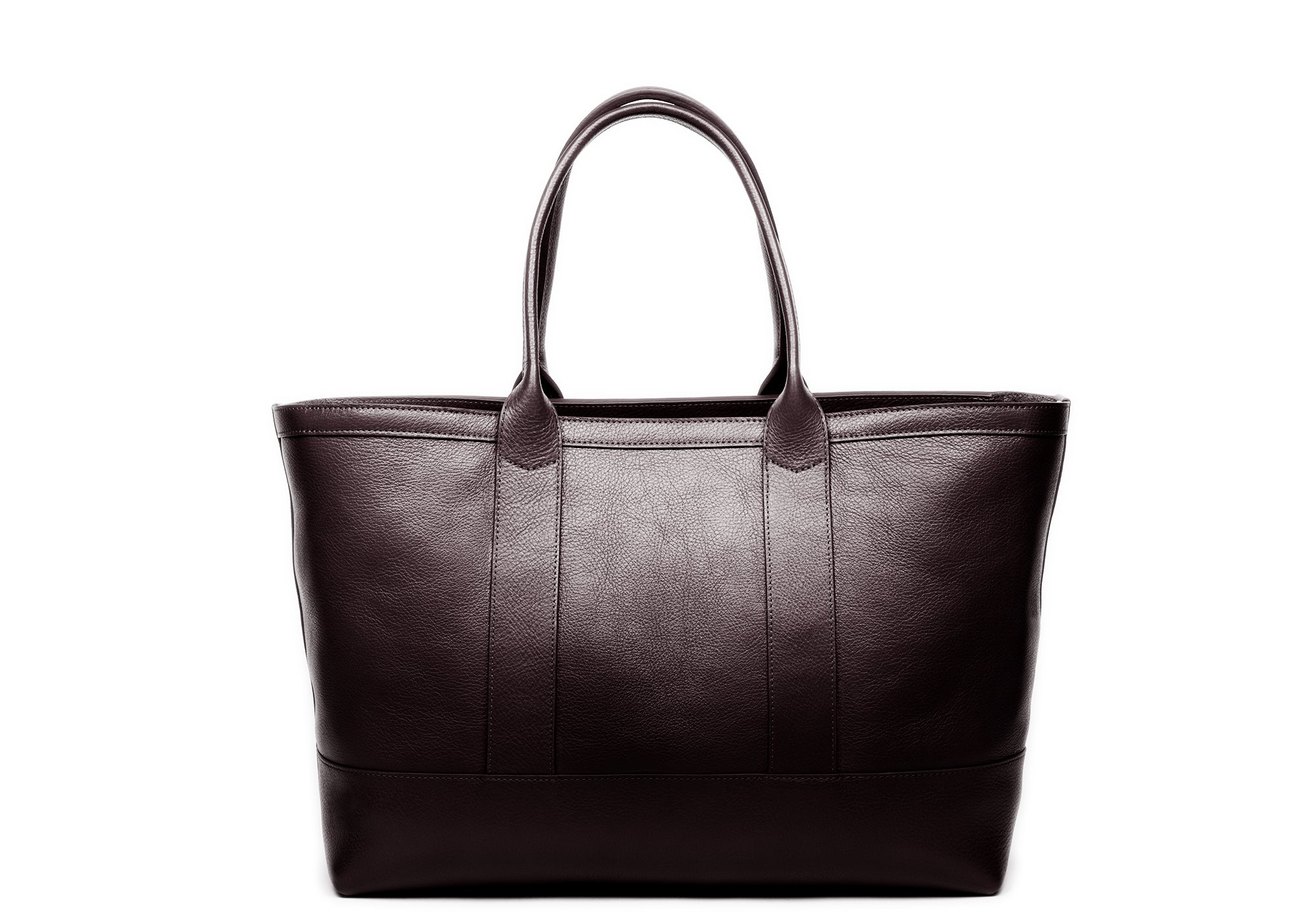 Leather Zip-Top Medium Tote Chocolate