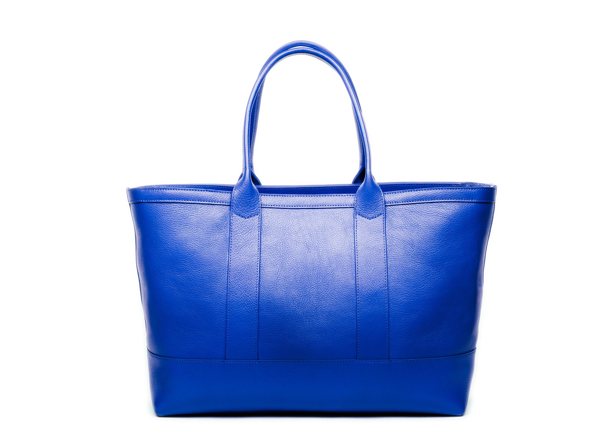 Leather Zip-Top Medium Tote Electric Blue