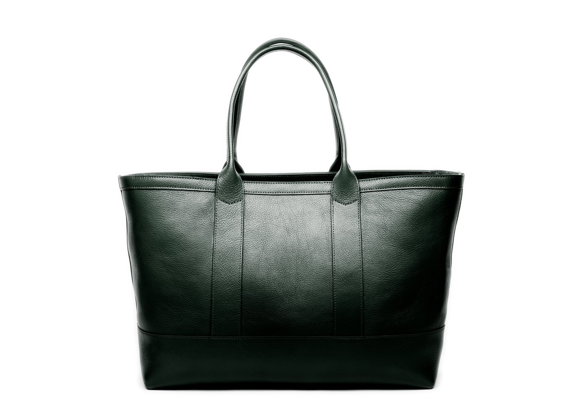 Leather Zip-Top Medium Tote Green