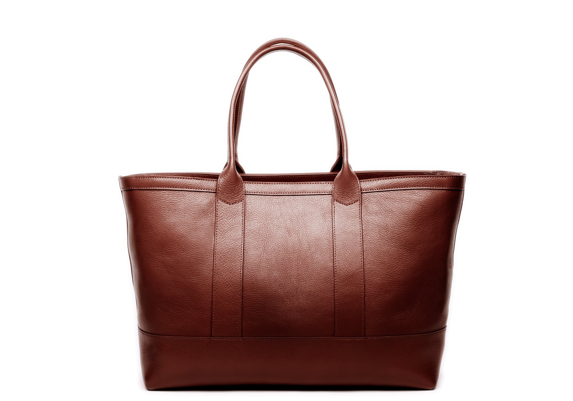 Leather Zip-Top Medium Tote Chestnut