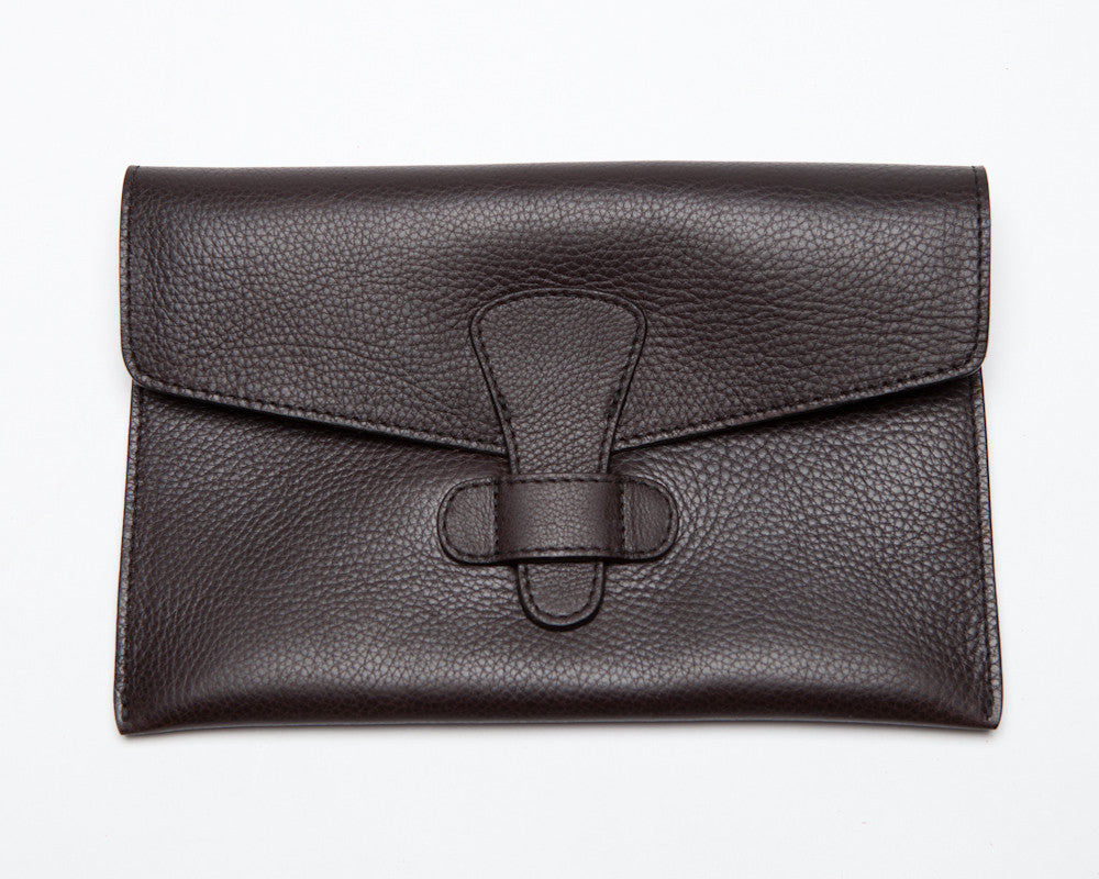 Front Leather View of Leather iPad Mini Case Chocolate