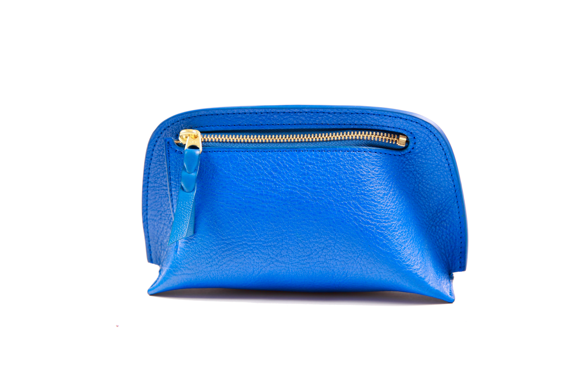 Front View of Mini Lois Pouch Electric Blue-Natural