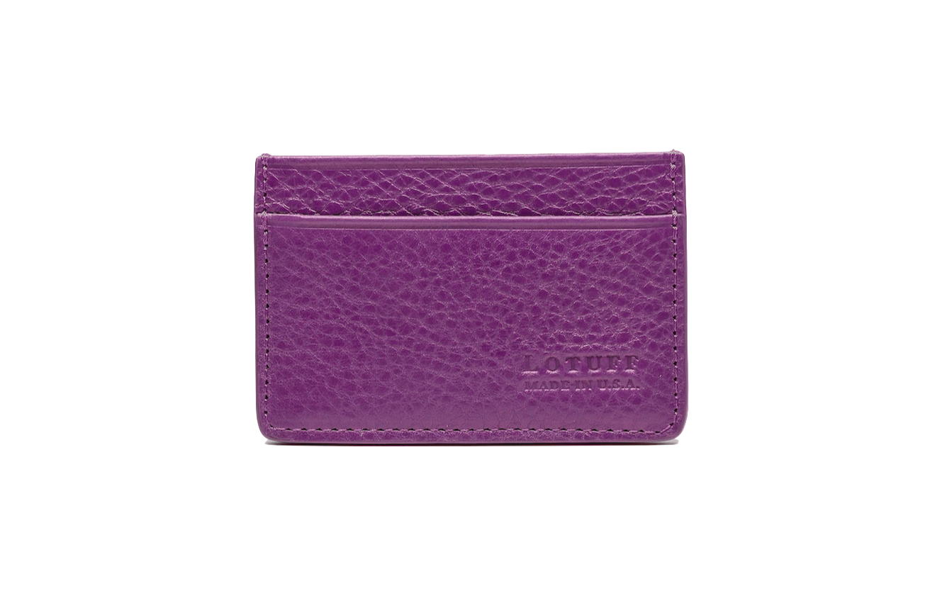 Front View of Leather Credit Card Wallet Orchid
