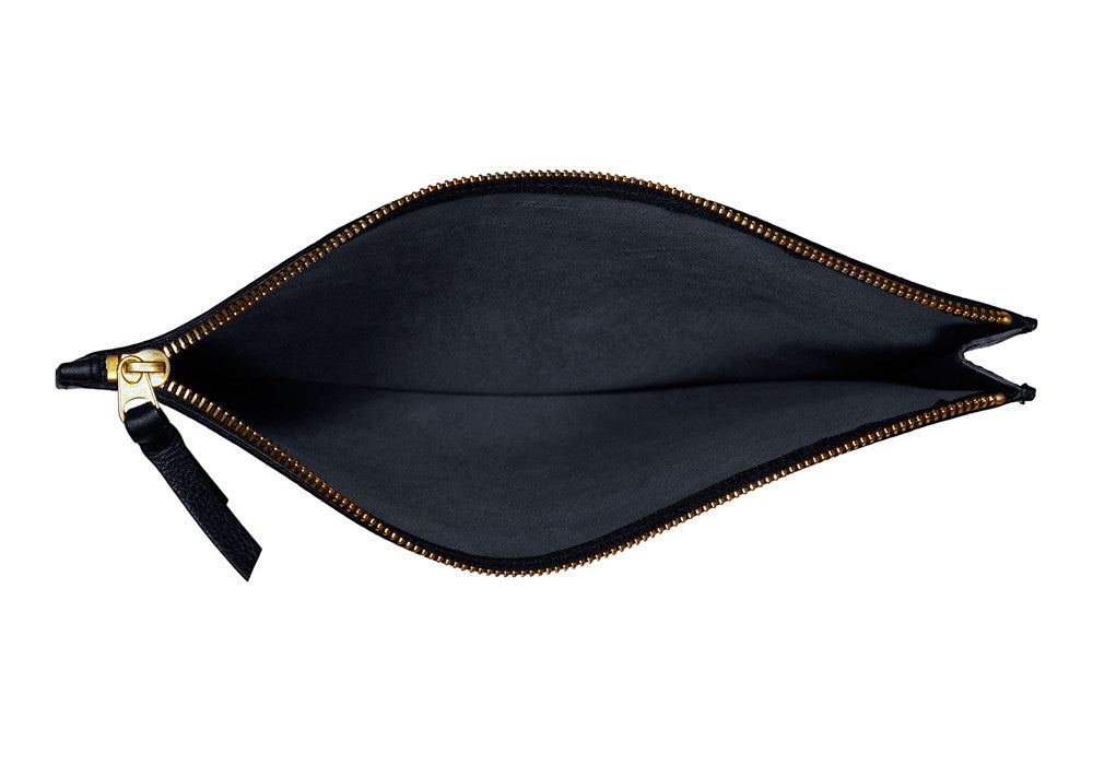 Front Leather View of No. 11 Pouch Navy