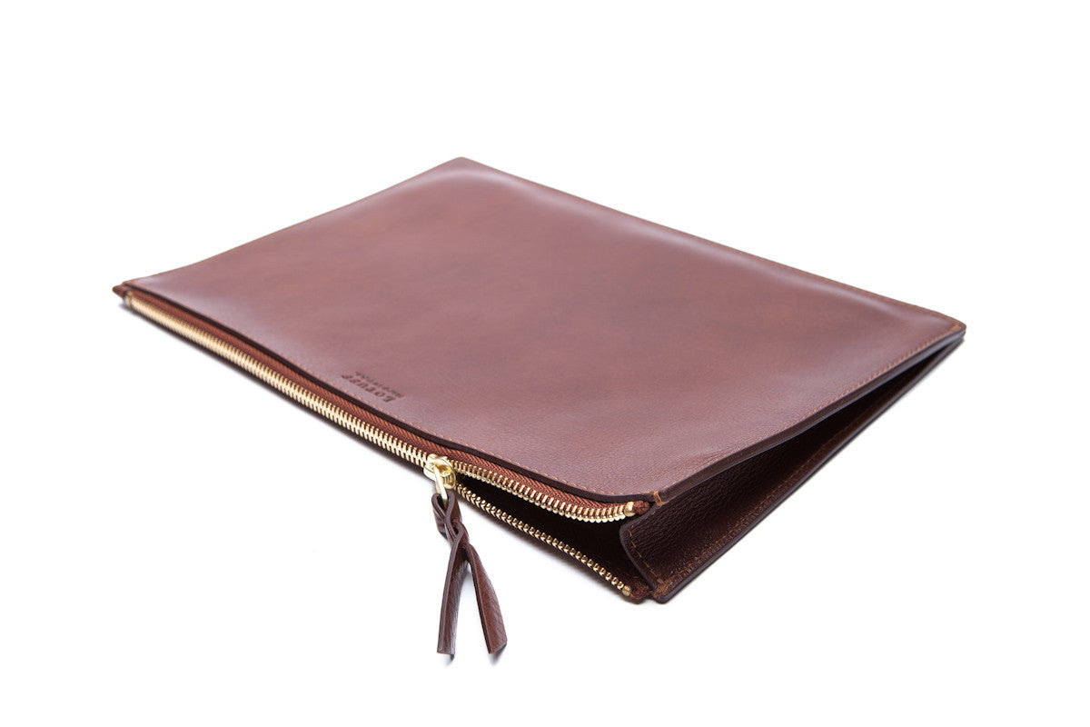 Front Leather View of No. 14 Pouch Chestnut