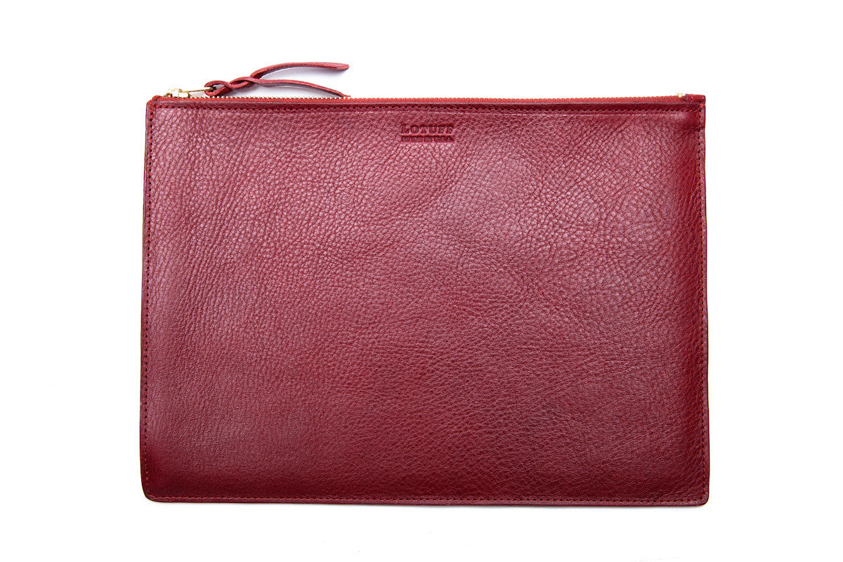 Front Leather View of No. 13 Pouch Red