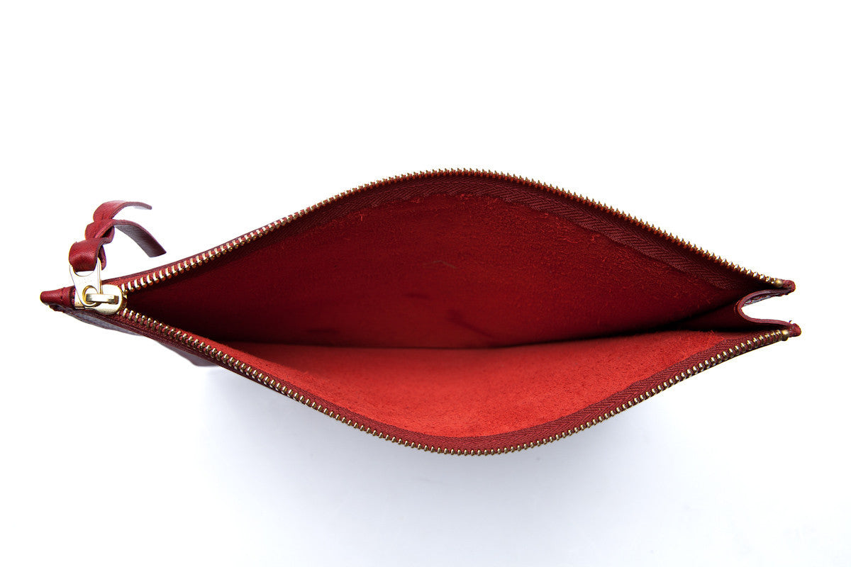 Inner Leather View of No. 14 Pouch Red